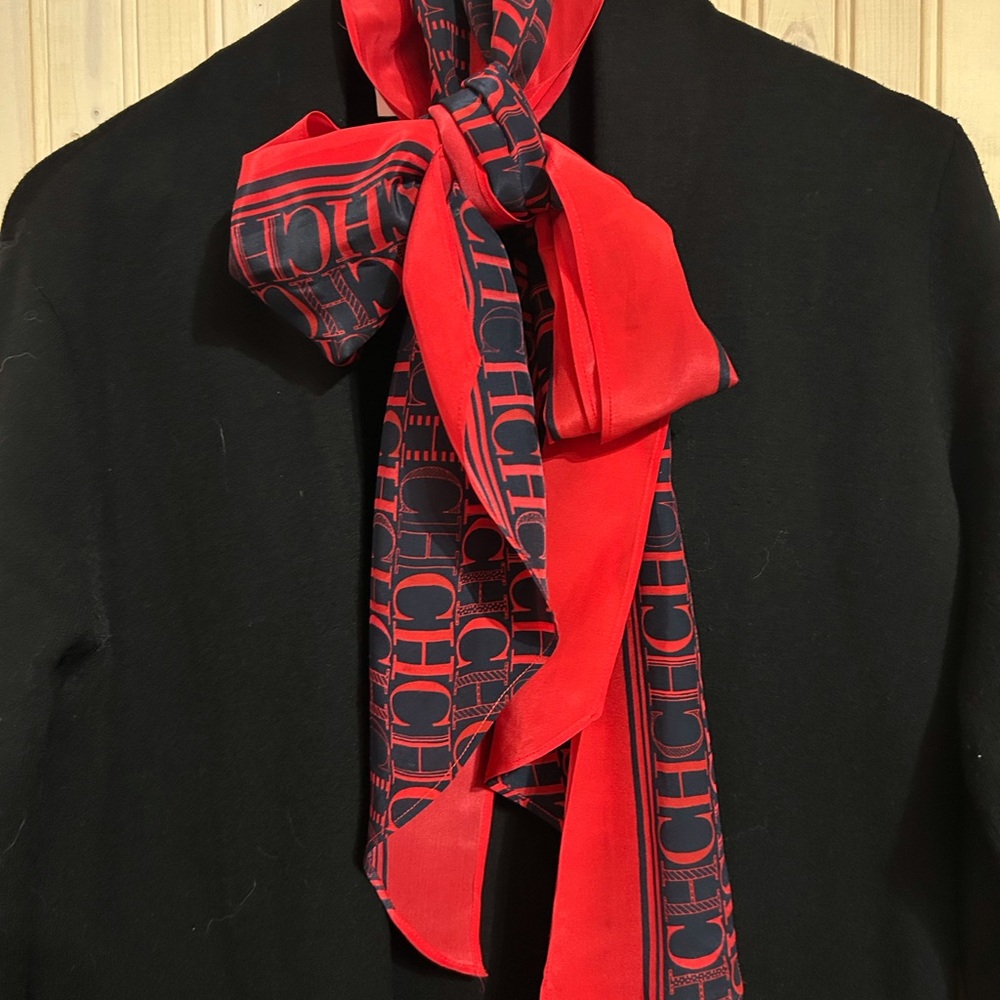 Carolina Herrera Silk Scarf in Red & Navy